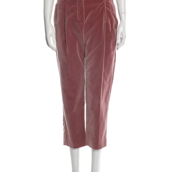 Brunello Cucinelli Pink Velvet Straight Leg High Rise Pants - Picture 4 of 4
